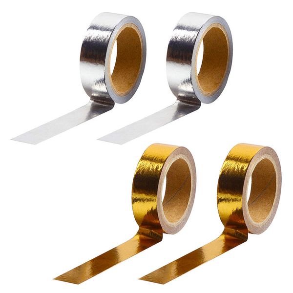 Huture 4 Rollen Holografisches Glitzerband Washi Masking Tape Klebebänder Papierband Deko Kreative Dekobänder Aufkleber Kinder Klebeband aus Japanischem Papier für DIY Handwerk Supplies Scrapbooking