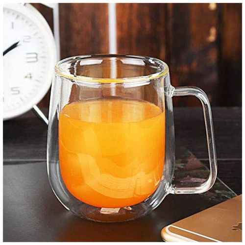 Vicloon Double Walled Glass Mugs, 2 Pack 250ml Borosilicate Glass Cups, for Tea, Coffee, Latte, Cappuccino, Espresso, Beer