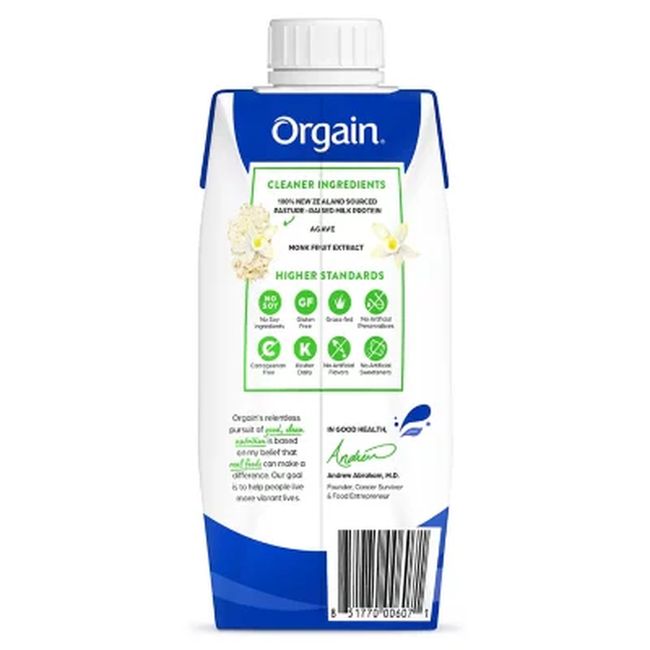 Orgain Clean Protein Grass-Fed Protein Shake, Vanilla Bean (11 Fl. Oz., 12  Pk.)