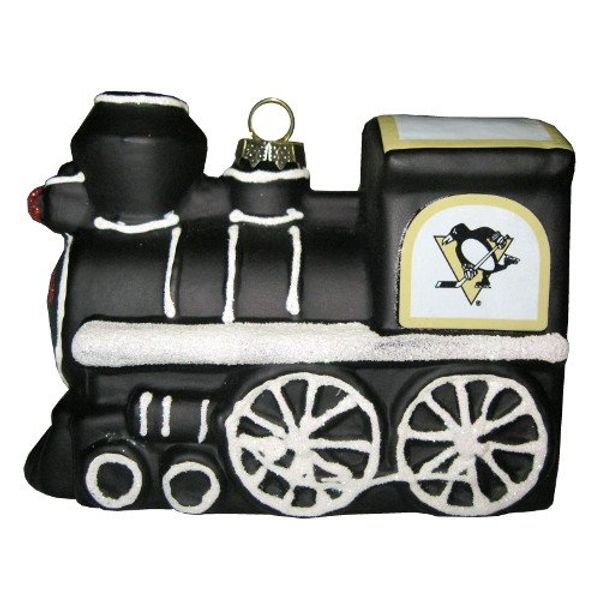 Pittsburgh Penguins NHL Blown Glass Train Ornament