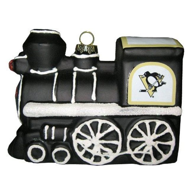 Pittsburgh Penguins NHL Blown Glass Train Ornament