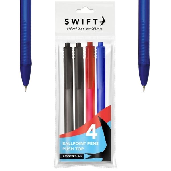 Ditzy Doll RETRACTABLE TINTED ASSORTED PENS - Writing 4 Pack Assorted Office