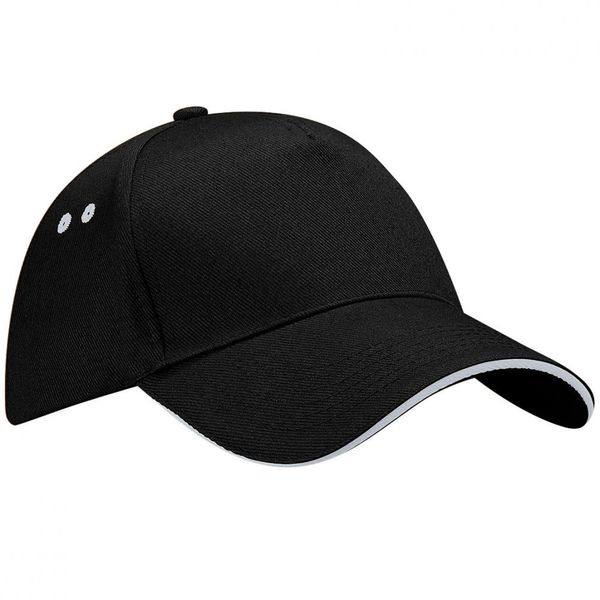 Beechfield B15C Baseball Cap, Black & Light Grey, One Size