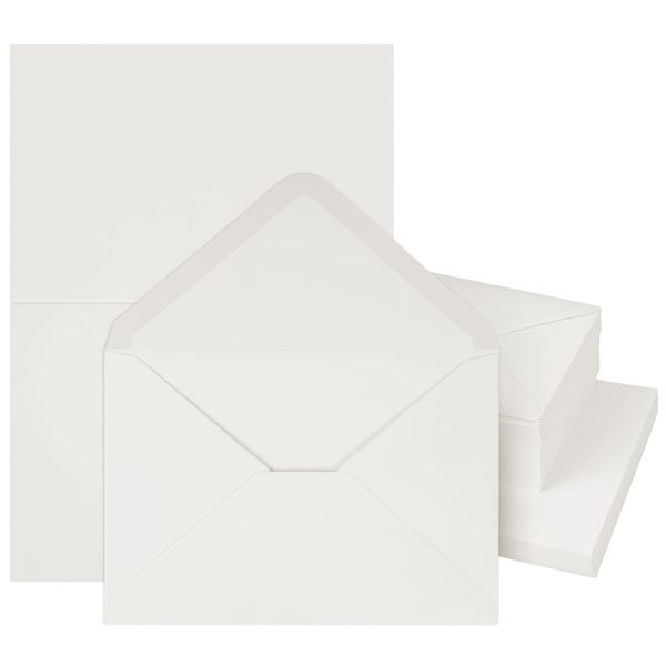Mocraft C6 Envelopes - 114 x 162mm Milky White Cards Craft Blank Cards and Envelopes for Weddings, Business Events, Thanksgiving