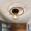 Matte black & gold finish Semi Flush Mount Ceiling Light Fixture Mid Century ...