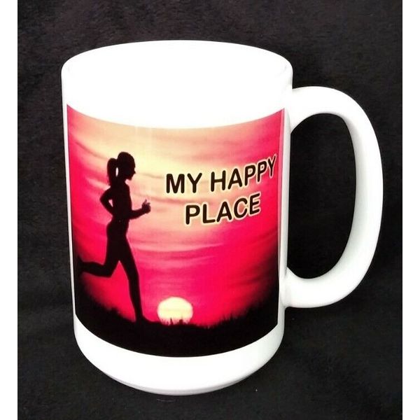 Unique MY HAPPY PLACE-Female Runner 15 oz Mug