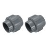 sourcing map 2 Pcs 1.2" Union PVC Coupling Pipe Fitting (Socket x Socket) PVC Slip Union Coupling Adapter Schedule 40, EPDM O-Ring, Grey