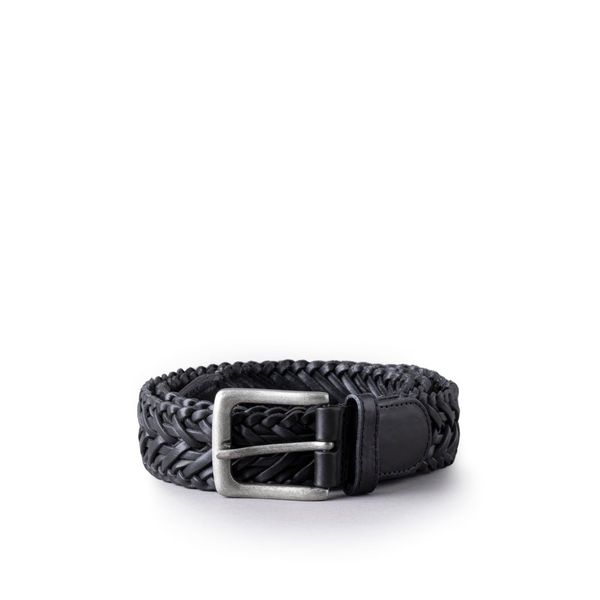 Howbeck Men's Leather Braided Belt (Black, Medium)