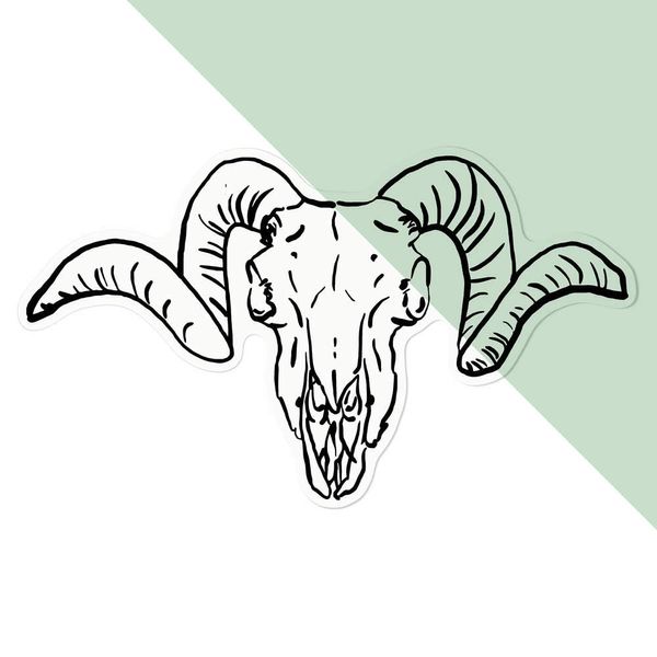 Medium 210mm 'Ram Skull' Clear Static Window Cling Sticker/Decal (Black) (WC00050135)