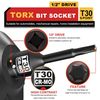 KIRXST 1/2" Drive T30 Torx Bit Socket, 6 Point Torx Star Impact Socket