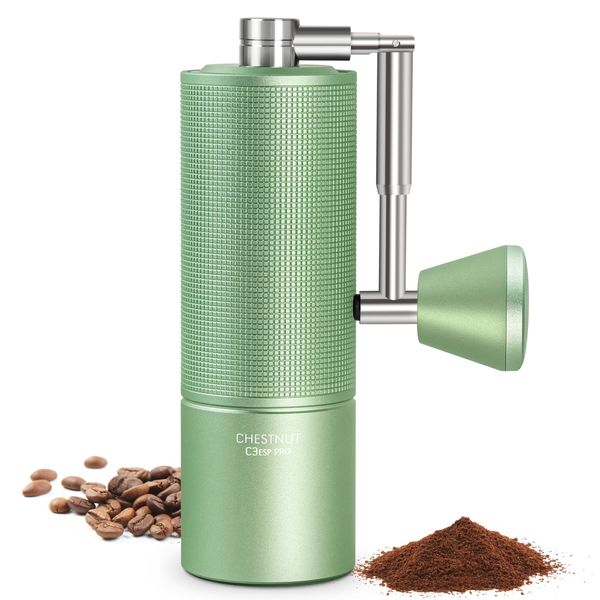 TIMEMORE Manual Coffee Grinder Chestnut C3 ESP Pro, All-Metal Coffee Grinder, Folding Handle, Stainless Steel S2C Conical Burr, Adjustable Grind Setting -Green