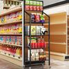 Retail Candy Snack Display Rack, 4-Tier Black Metal Storage Shelf Brackets with