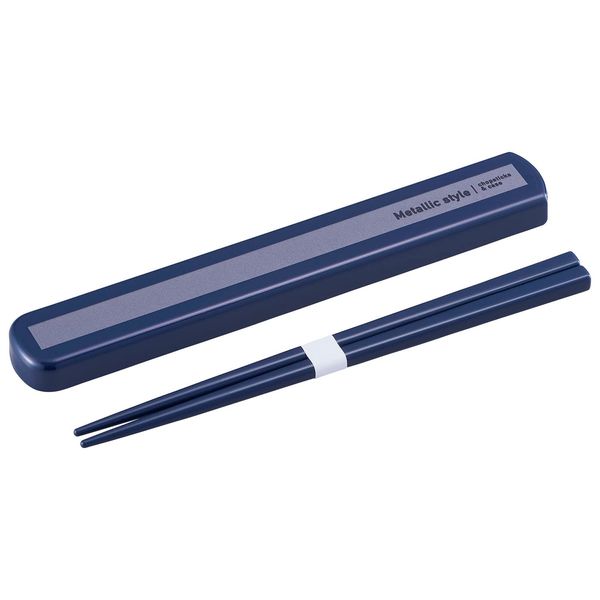 OSK HS-16 Pull Lid Chopsticks Case Set, Metallic Style, Navy