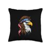 Patriotic White Head Eagle US Flag Bandana Mullet Cool Eagle Throw Pillow