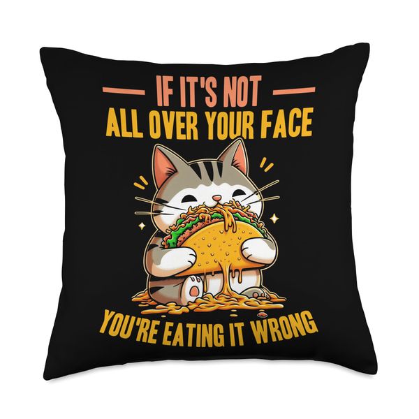 Taco cat Throw Pillow