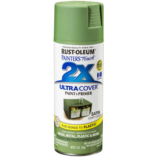 Rust-Oleum 249072 Painter's Touch 2X Ultra Cover Spray Paint, 12 oz, Satin Leafy Green