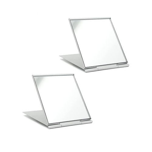 laeeyin Travel Mirror Compact Mirror Small Cosmetic Mirror Hand Mirror Foldable Ultra Thin and Durable Mirror Suitable for Travel, Office Shaving Camping and Makeup (2 Pieces 6 x 7 cm)