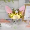 Easter Table Decorations Artificial Flower with Bunny Ear, Lighted Easter Desk D