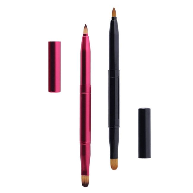 2 Pcs Lip Brush Portable Lip Contours Drawing Brush Dual End Lip Liner Brush for Women Girls Travel and Daily Use