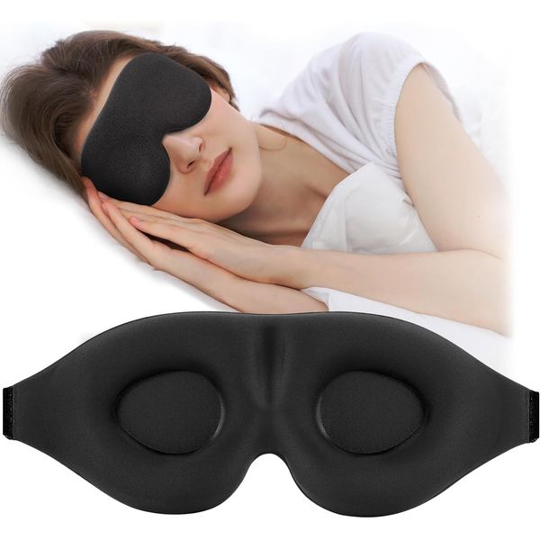 3D Sleep Mask for Side Sleeper, 100% Light Blocking Sleeping Eye Mask for Women