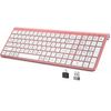 JOYACCESS Pink Wireless Keyboard,USB & Type C 2-in-1 Receiver, Full-Sized Ergonomic Computer Keyboard with Cover,Compatible with Windows/Mac/PC/Laptop