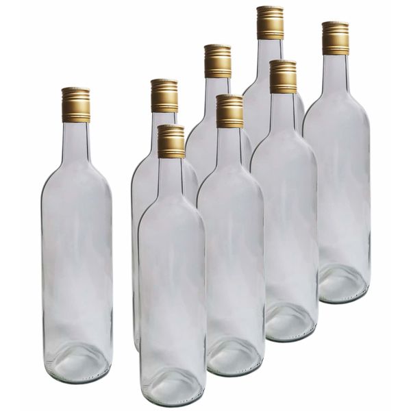 DIAH DO IT AT HOME 8 x Screw Top Glass Wine Bottles & Screw Caps 0.75L (750ml) for Home Brew Wine Making