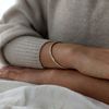 Silverly Women's 925 Sterling Silver 3 mm Thin Hammered Bangle Bracelet