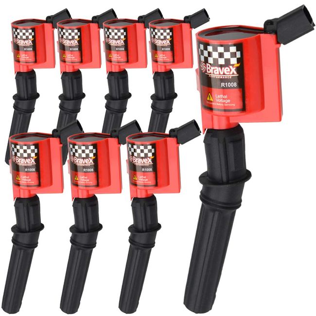 High Performance Ignition Coil 8 Pack For Ford F-150 F-250 F-350 4.6L 5.4L V8 CROWN VICTORIA EXPEDITION MUSTANG LINCOLN MERCURY Upgrade Compatible with DG508 DG457 DG472 DG491 (RED)