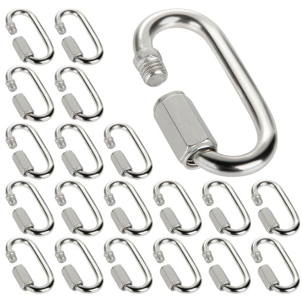 RILIHII Carabiner, Set of 20, SUS304 Stainless Steel, Quick Link, Ring Catch, Chain Connection, Buckle Hook, Lock Ring, Durable, Connecting Hardware, High Load Capacity, Ultra Lightweight, Durable,