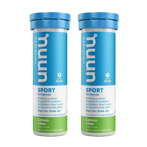 Nuun Active: Lemon+Lime Electrolyte Enhanced Drink Tablets, 10 Count (Pack of 2)