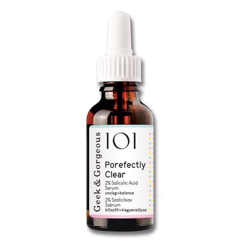 Geek & Gorgeous 101 - Porefectly Clear, light gel exfoliant with 2% salicylic acid & Sarcosine, unclogs pores & improves blackheads & oiliness - combination & oily skin, 30ml