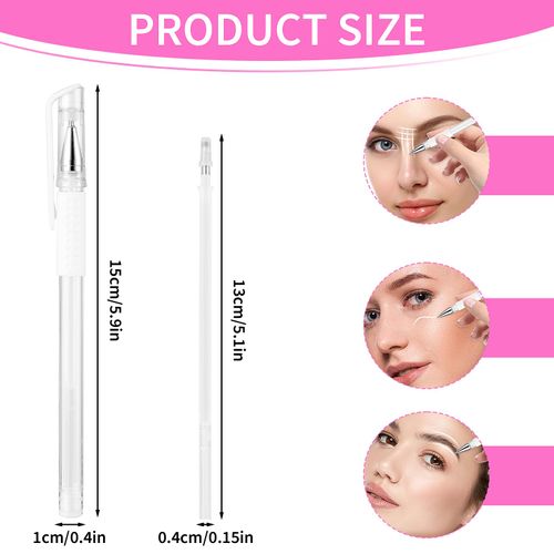 TIESOME Eyebrow Microblading Marker Pen, 2pcs Skin Marker Pen Eyebrow Makeup Position Mapping Mark Tools Eyebrow Mapping Pen Stencil with 4 replacement refills (White)