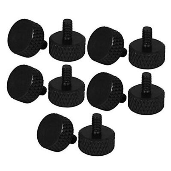 Graphics Card Metric M3.5-0.6x6mm Flat Head Knurled Thumb Screws Black 10pcs