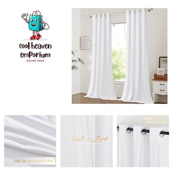 NICETOWN White Velvet Room Darkening Curtains, Media Movie Theater Room...