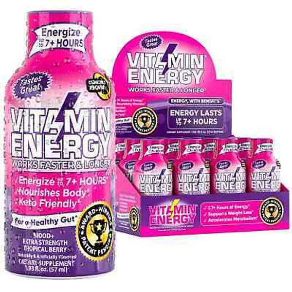 (35 PACK) VITAMIN ENERGY Mood Booster BERRY Energy Drink Shot-0 Sugar-7+ Hours