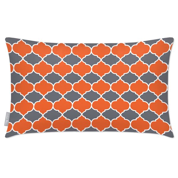 Izabela Peters Outdoor Cushions Waterproof, 50 x 30 cm, Filled Outdoor Cushion, Badi - Morc Orange & Grey, Garden Furniture Cushions, Outdoor Seat Cushions, Garden Chair Cushions