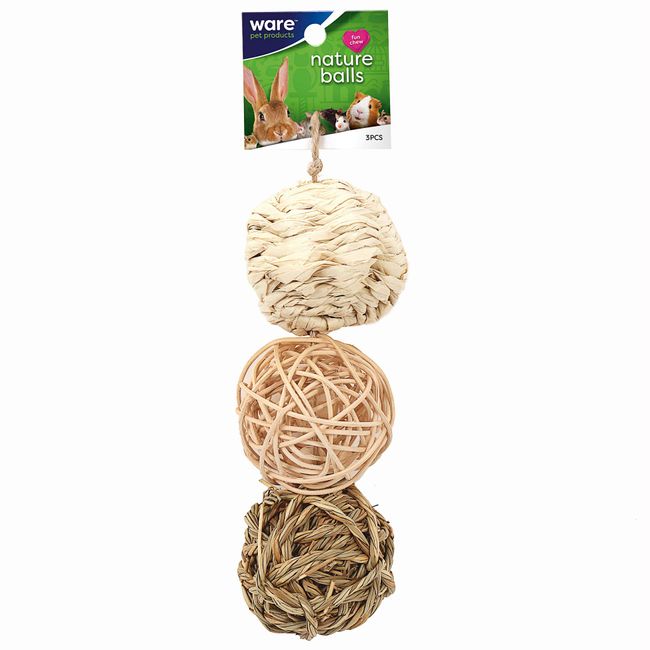 Ware Manufacturing Small Pet Nature Chew Balls Value Pack with Bell, Pack of 3