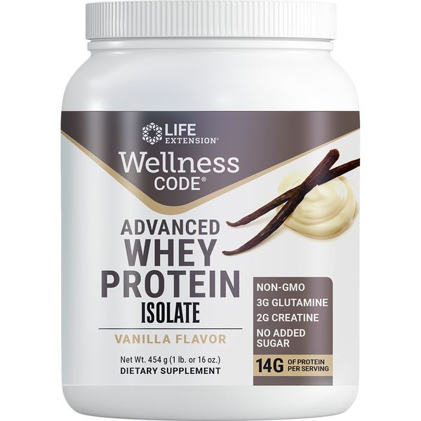 Life Extension Wellness Code® Advanced Whey Protein Isolate (Vanilla), 454 grams