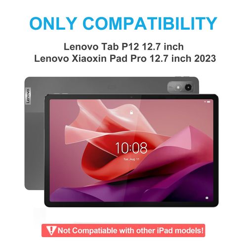 Touchpad Keyboard Case for Lenovo Tab P12 12.7 Inch 2023, 7 Colors Backlight, Detachable Wireless Bluetooth Trackpad Keyboard, PU Folio Stand Cover Case with Pen Holder for Lenovo Tab P12 12.7” 2023