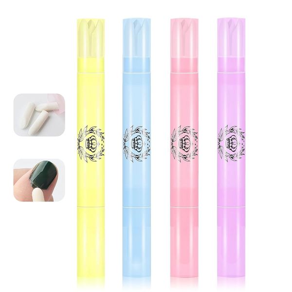 Nail Polish Corrector Pen, 4Pcs Nail Polish Remover Pen with 11 Tapered Refill Tips, Nail Polish Correction Nail Edge Cleaning Pen for Nail Art DIY