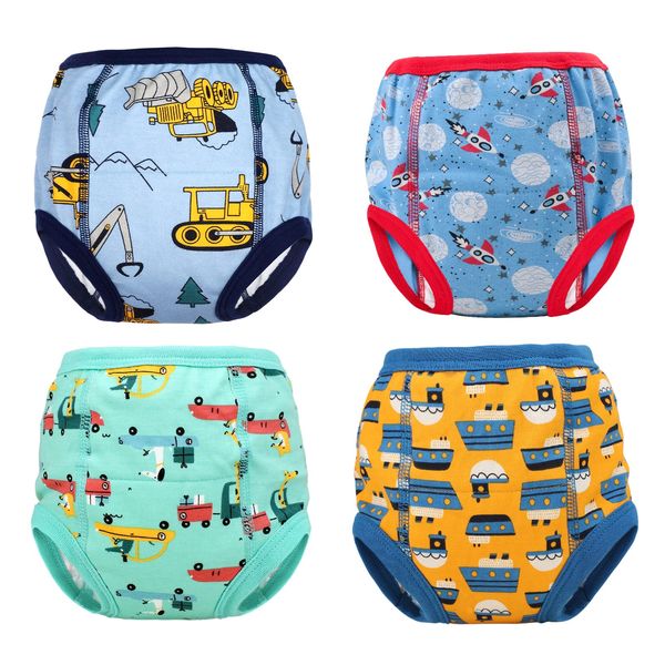 MooMoo Baby Training Underwear 4 Packs Absorbent Toddler Potty Training Pants for Boys and Girls-Cotton Animal Print 3T