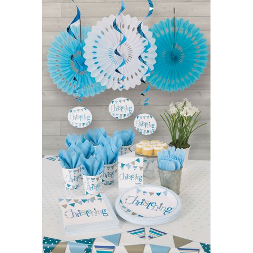 Unique 52055 Blue Christening Round Dinner Plates | 9" 8 Pcs