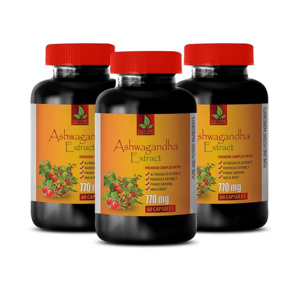 Antioxidant Supplement - ASHWAGANDHA COMPLEX - 3 Bottle 180 Capsules