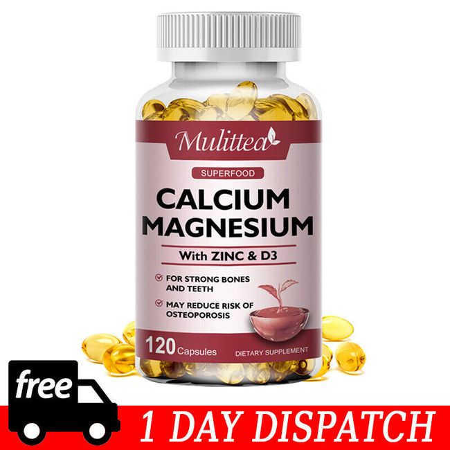 Magnesium Zinc Vitamin D3 Calcium 120Pills Complex (120 Tablets)-High Absorption