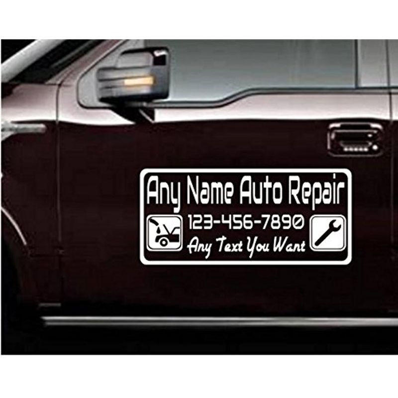 StickerLoaf Brand WORK TRUCK DOOR DECAL SET Door Sign Auto Mechanic ...