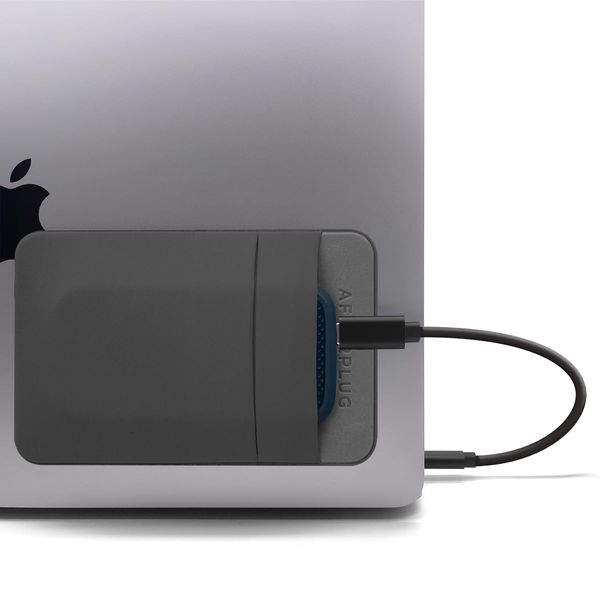 Afterplug 2-Pocket Adhesive Pouch for Laptop, Compatible with External Portable SSD, Magic Mouse, USB Cable and More - Gray