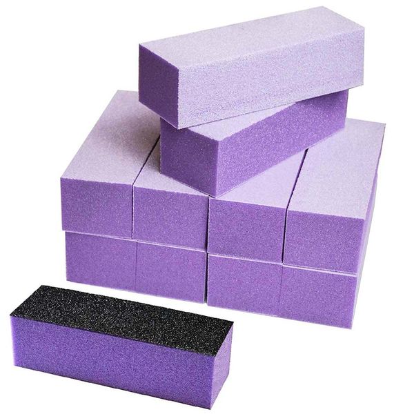 Karlash 10 PCS Nail Buffer Sanding Block Polisher Buffing File 100/180 (Purple White)