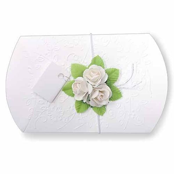 Gift box, embossed box with mini roses, white flowers, embossed, message card included, Mother&#39;s Day, Valentine&#39;s Day, gift wrapping