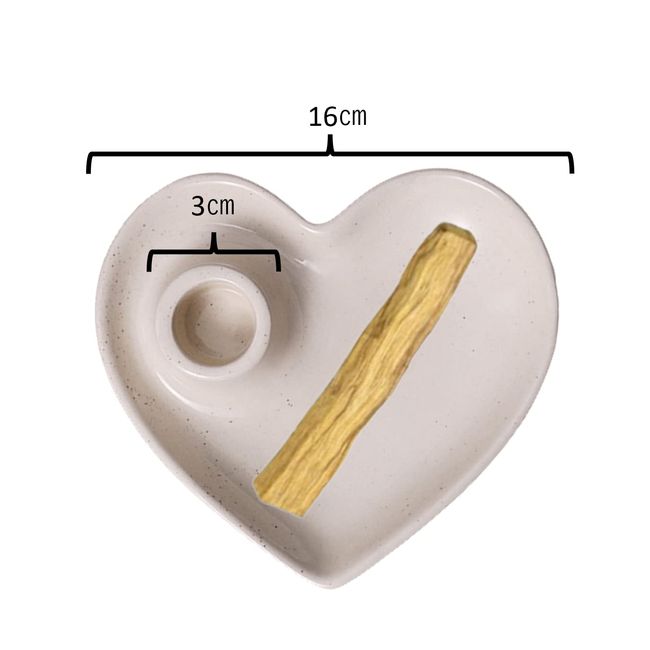 kiruche Palo Santo Saucer Holder Palo Santo Holder Ceramic Incense Burner for Purification (White Heart)