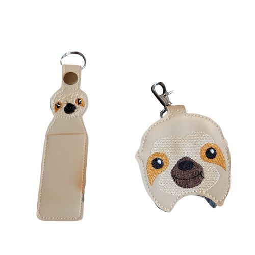 Sloth Hand Sanitizer Holder keychain and or Lip Balm Holder Key chain
